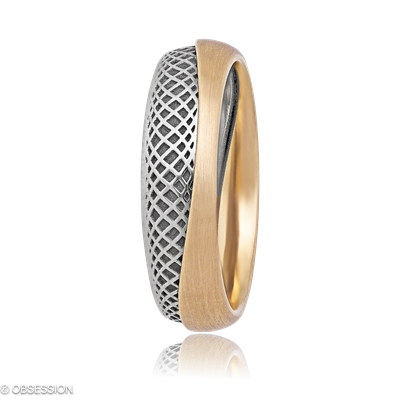 Together Partnerring in Weissgold und Rotgold, mit einer Ringbreite von 6mm und einer Ringgrösse vo…