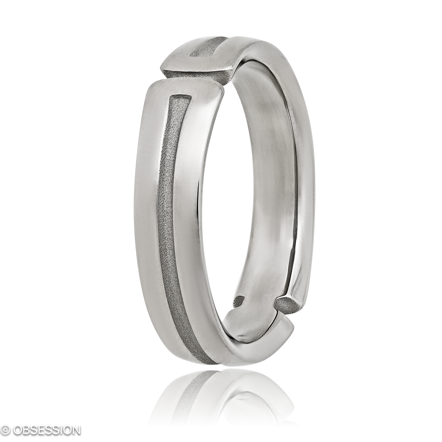 Gremlin Partnerring in Weissgold, mit einer Ringbreite von 6mm und einer Ringgrösse von 62