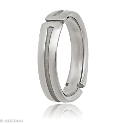 Gremlin Partnerring in Weissgold, mit einer Ringbreite von 6mm und einer Ringgrösse von 62