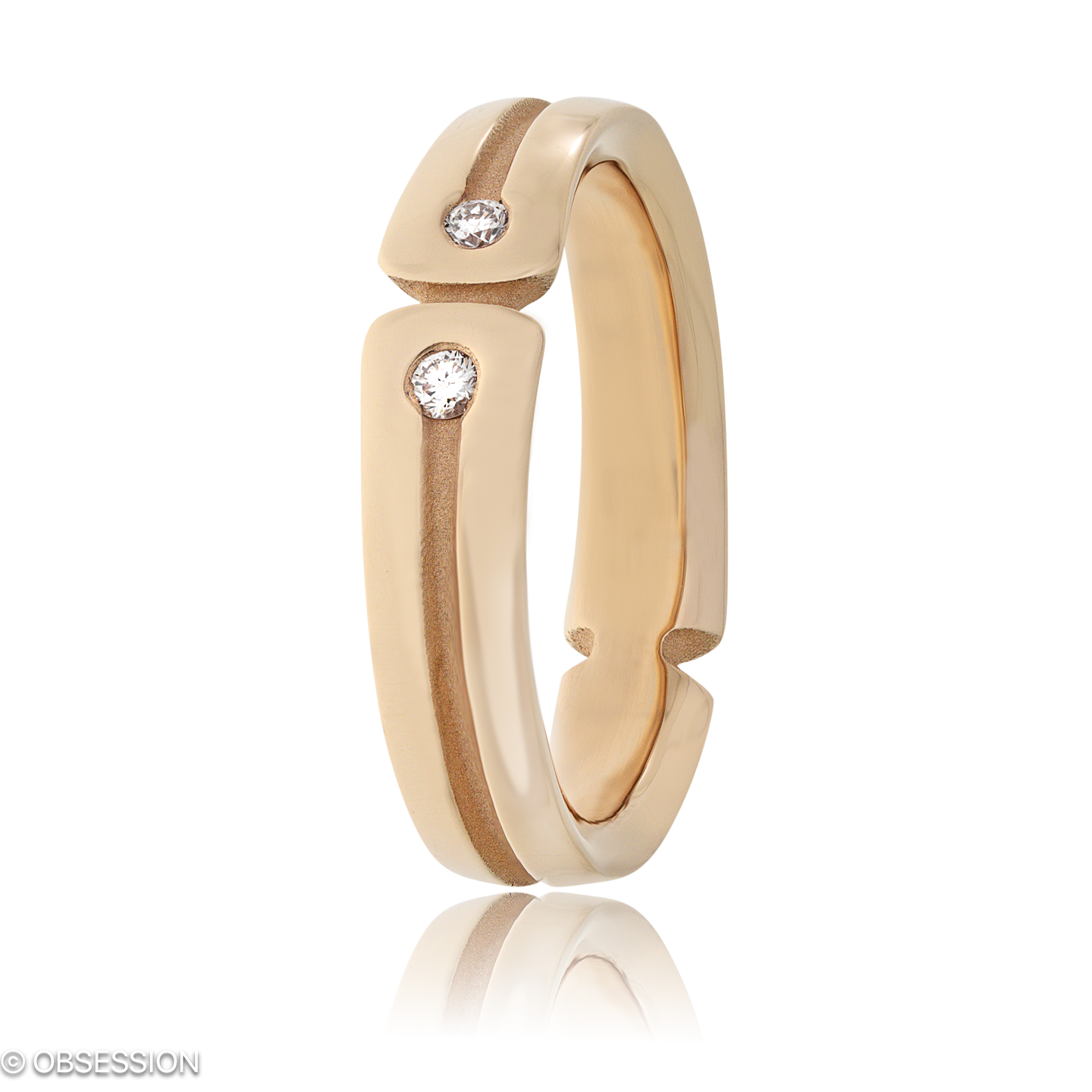 Gremlin Partnerring in Rotgold, mit einer Ringbreite von 5mm und einer Ringgrösse von 52