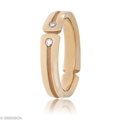 Gremlin Partnerring in Rotgold, mit einer Ringbreite von 5mm und einer Ringgrösse von 52