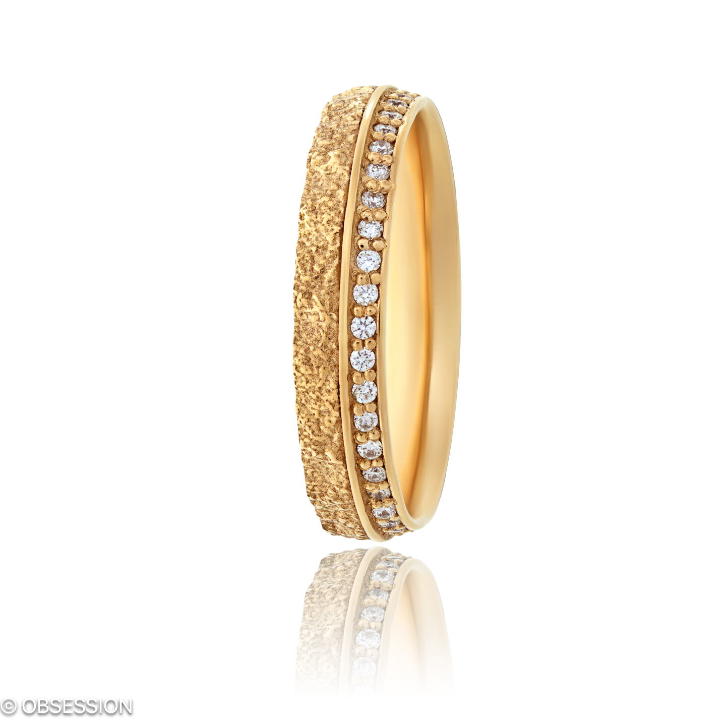 Stone Partnerring in Rotgold, mit einer Ringbreite von 4mm und einer Ringgrösse von 52