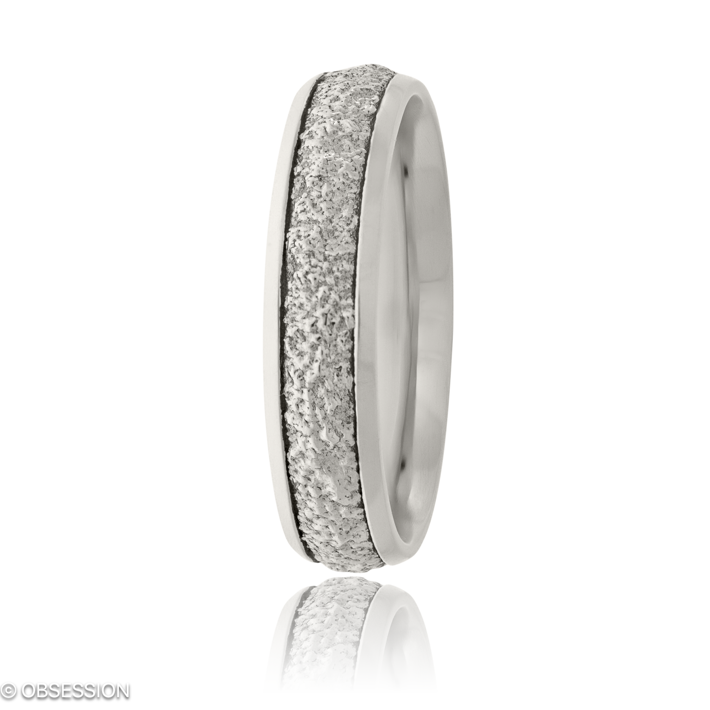 Stone Partnerring in Weissgold, mit einer Ringbreite von 5mm und einer Ringgrösse von 62