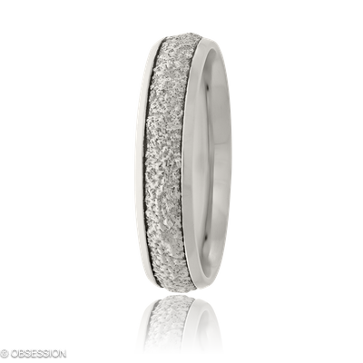 Stone Partnerring in Weissgold, mit einer Ringbreite von 5mm und einer Ringgrösse von 62