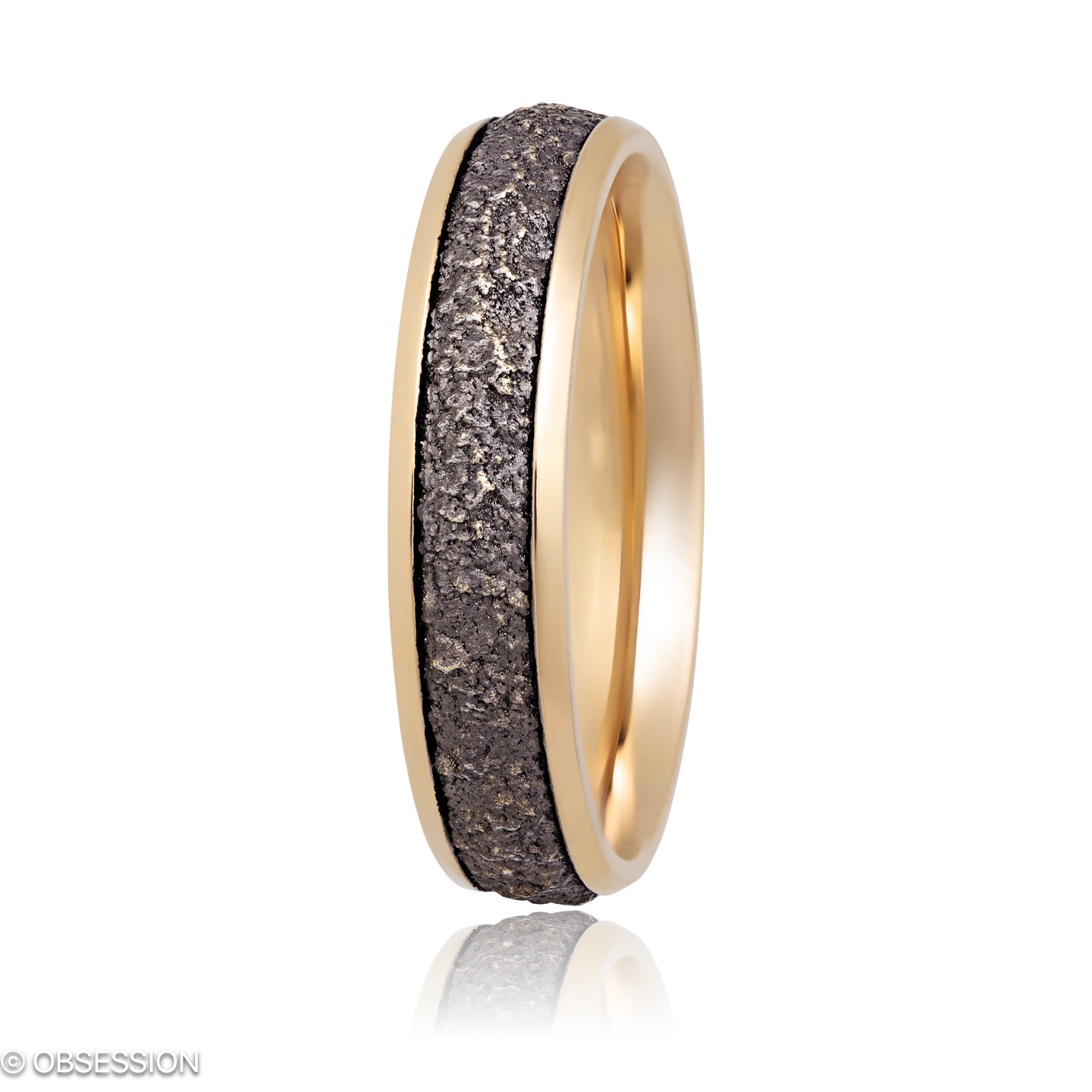 Stone Partnerring in Rotgold, mit einer Ringbreite von 5mm und einer Ringgrösse von 62