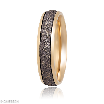 Stone Partnerring in Rotgold, mit einer Ringbreite von 5mm und einer Ringgrösse von 62
