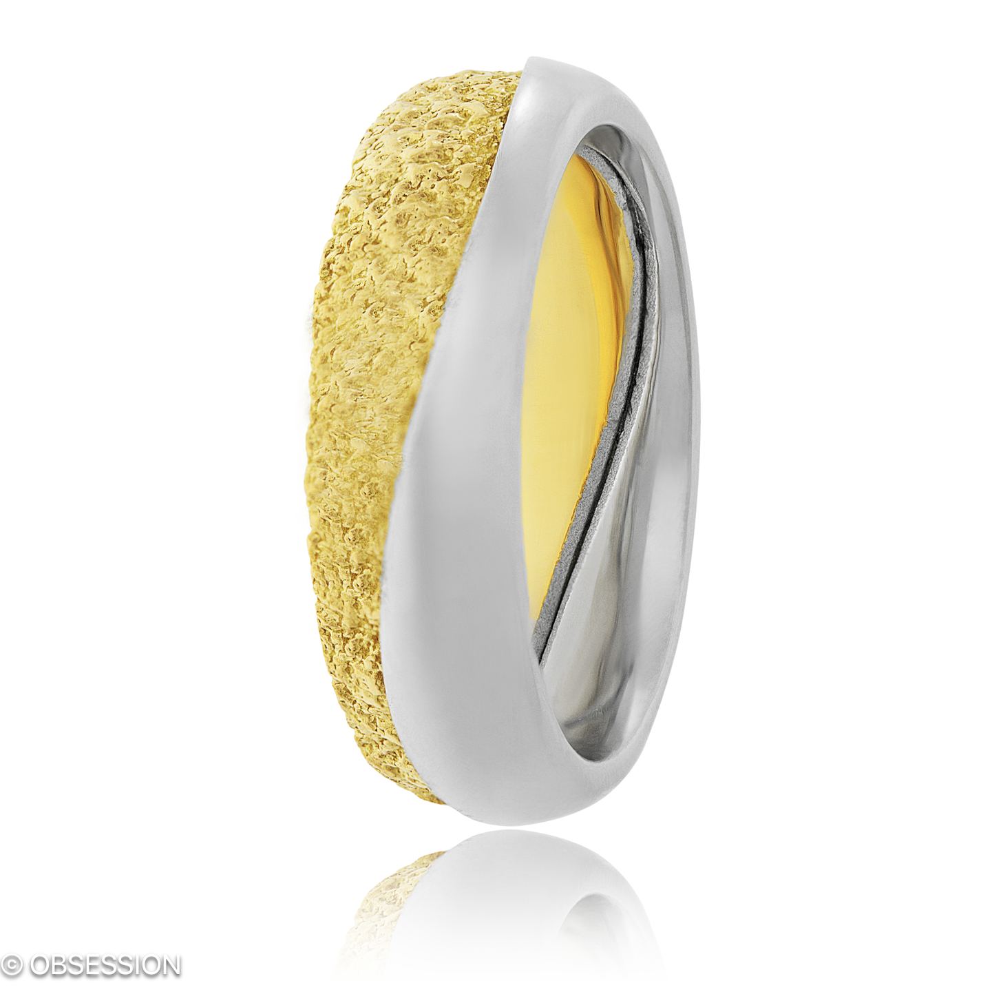 Together Partnerring in Gelbgold und Weissgold, mit einer Ringbreite von 6mm und einer Ringgrösse v…