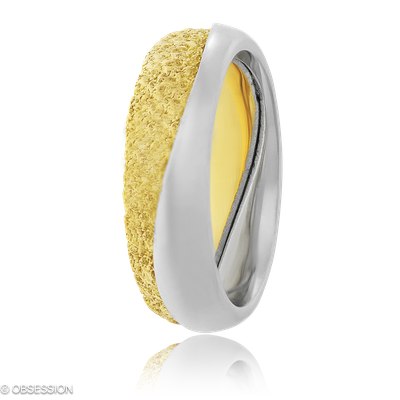 Together Partnerring in Gelbgold und Weissgold, mit einer Ringbreite von 6mm und einer Ringgrösse v…