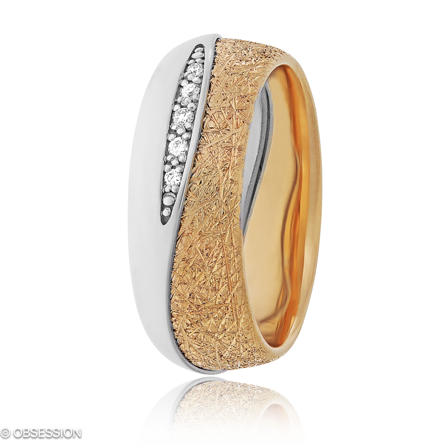 Together Partnerring in Rotgold und Weissgold, mit einer Ringbreite von 7mm und einer Ringgrösse vo…