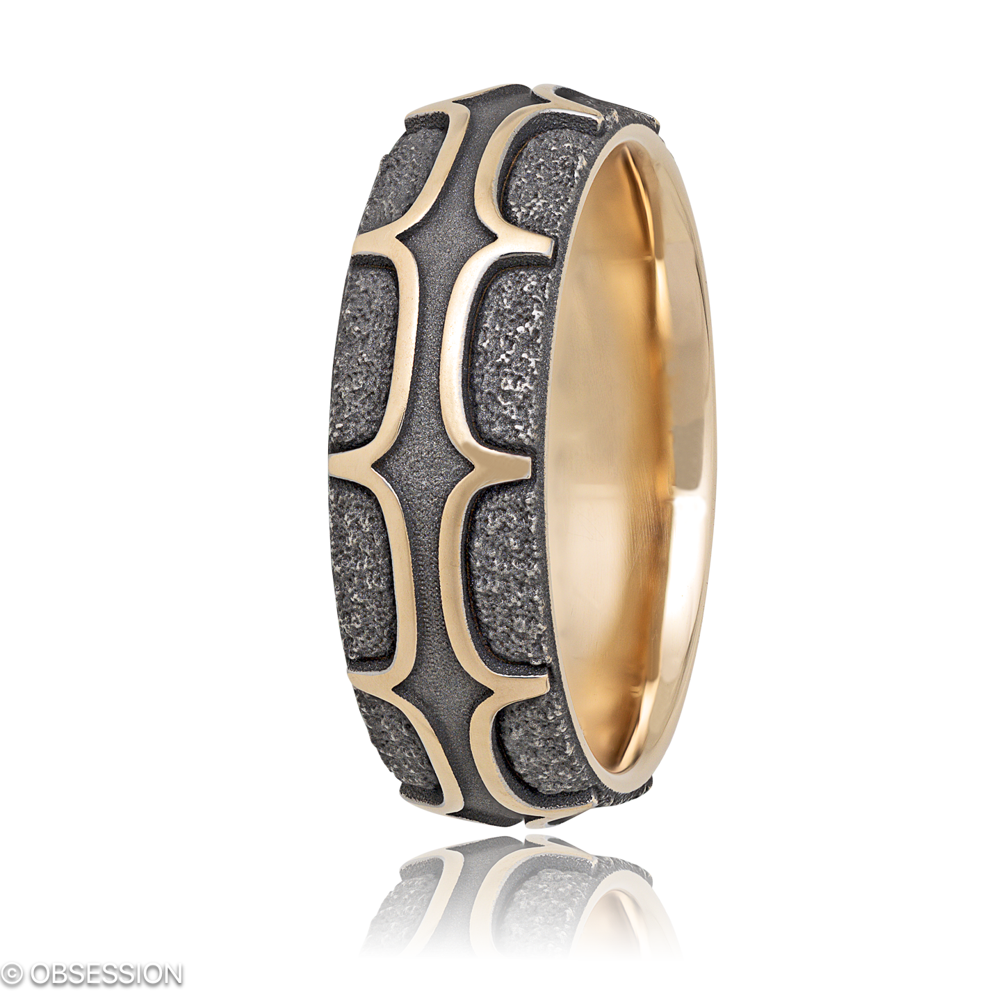 Bridge Partnerring in Rotgold, mit einer Ringbreite von 7mm und einer Ringgrösse von 62