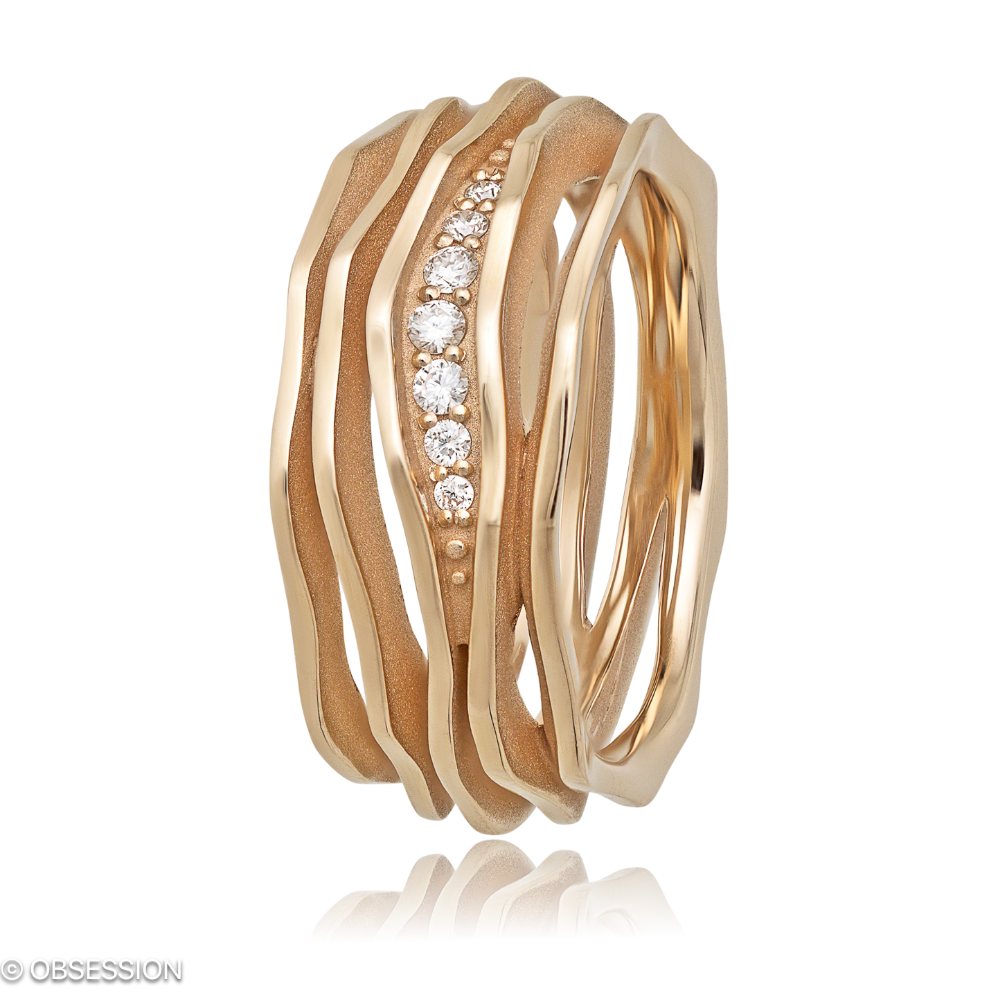 Himalaja Partnerring in Rotgold, mit einer Ringbreite von 9mm und einer Ringgrösse von 52