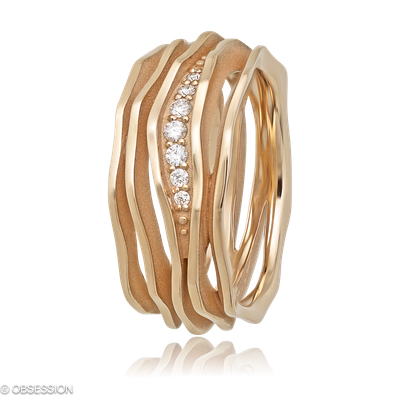 Himalaja Partnerring in Rotgold, mit einer Ringbreite von 9mm und einer Ringgrösse von 52