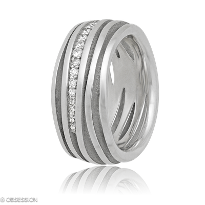 Himalaja Partnerring mit Klassik-Motiv in Weissgold, mit einer Ringbreite von 9mm und einer Ringgrö…