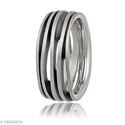 Himalaja Partnerring mit Klassik-Motiv in Weissgold, mit einer Ringbreite von 8mm und einer Ringgrö…
