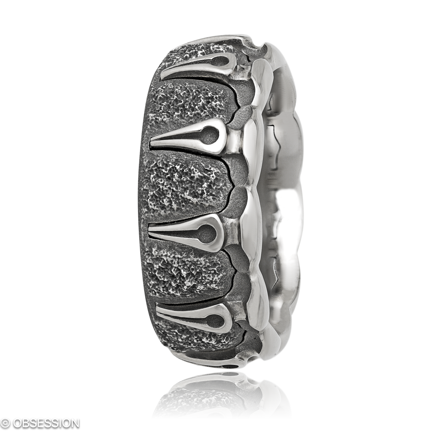 Gremlin Partnerring in Weissgold und Edelstahl, mit einer Ringbreite von 9mm und einer Ringgrösse v…