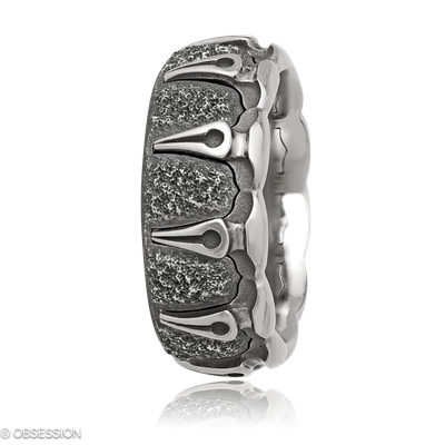 Gremlin Partnerring in Weissgold und Edelstahl, mit einer Ringbreite von 9mm und einer Ringgrösse v…