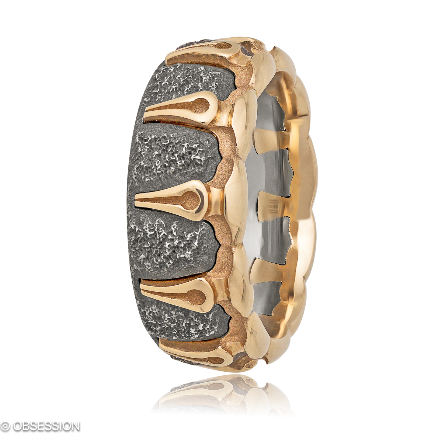 Gremlin Partnerring in Rotgold und Edelstahl, mit einer Ringbreite von 9mm und einer Ringgrösse von…