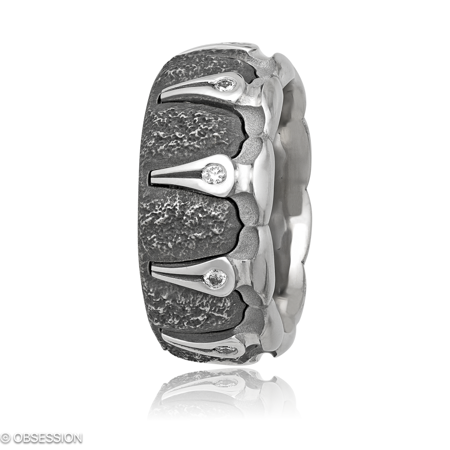 Gremlin Partnerring in Weissgold und Edelstahl, mit einer Ringbreite von 9mm und einer Ringgrösse v…