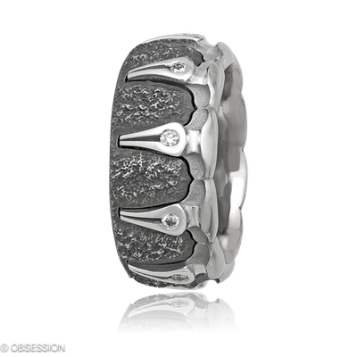 Gremlin Partnerring in Weissgold und Edelstahl, mit einer Ringbreite von 9mm und einer Ringgrösse v…