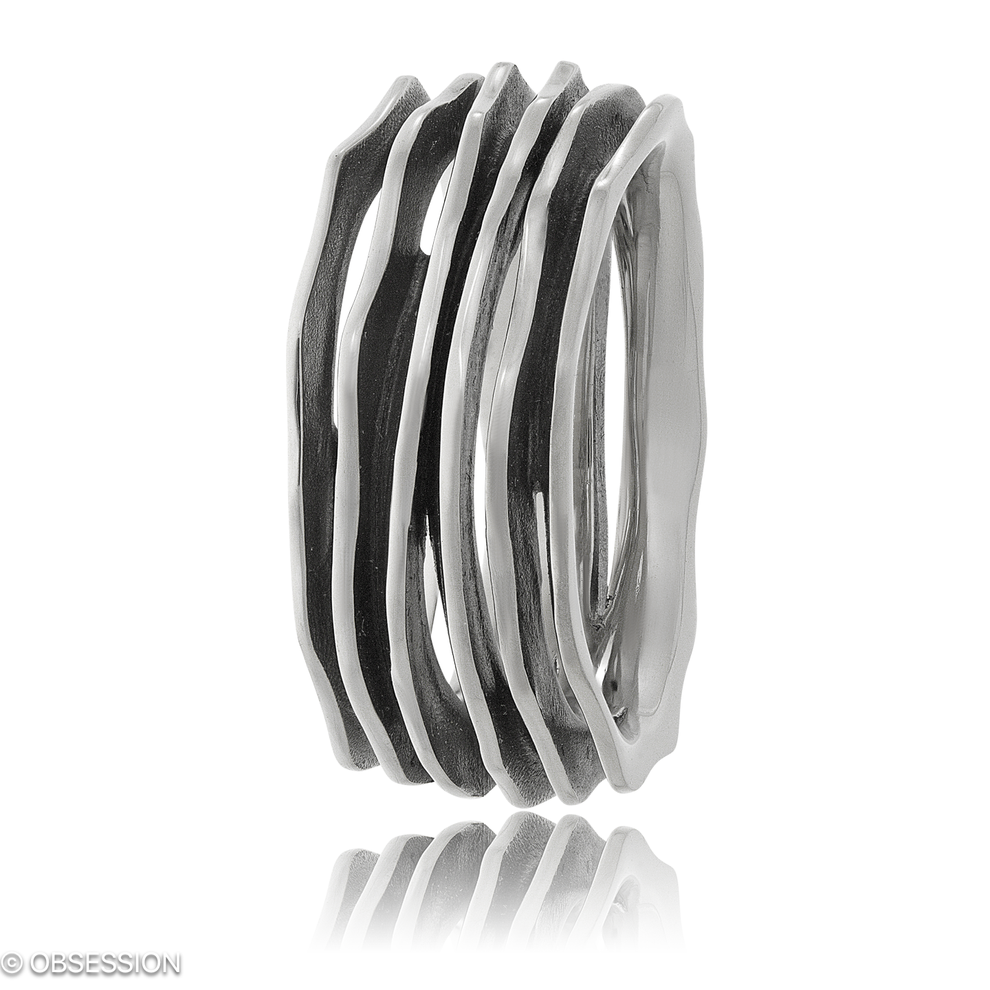 Himalaja Partnerring in Weissgold, mit einer Ringbreite von 13mm und einer Ringgrösse von 62