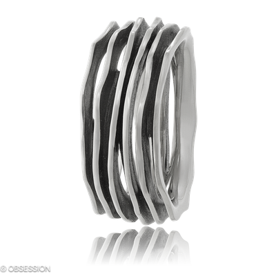 Himalaja Partnerring in Weissgold, mit einer Ringbreite von 13mm und einer Ringgrösse von 62