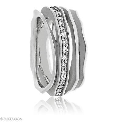 Himalaja Partnerring in Weissgold, mit einer Ringbreite von 9.5mm und einer Ringgrösse von 52