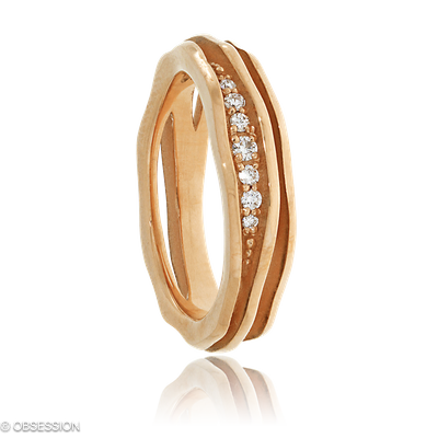 Himalaja Partnerring in Rotgold, mit einer Ringbreite von 5mm und einer Ringgrösse von 52