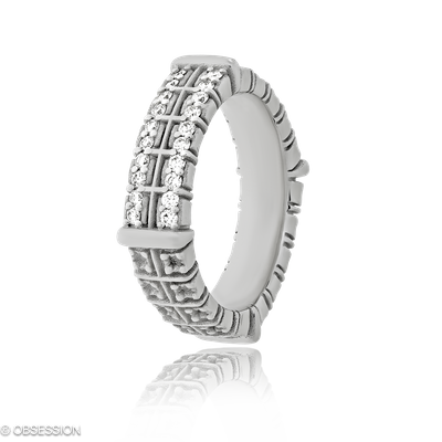 Matrix Partnerring in Weissgold, mit einer Ringbreite von 6mm und einer Ringgrösse von 52