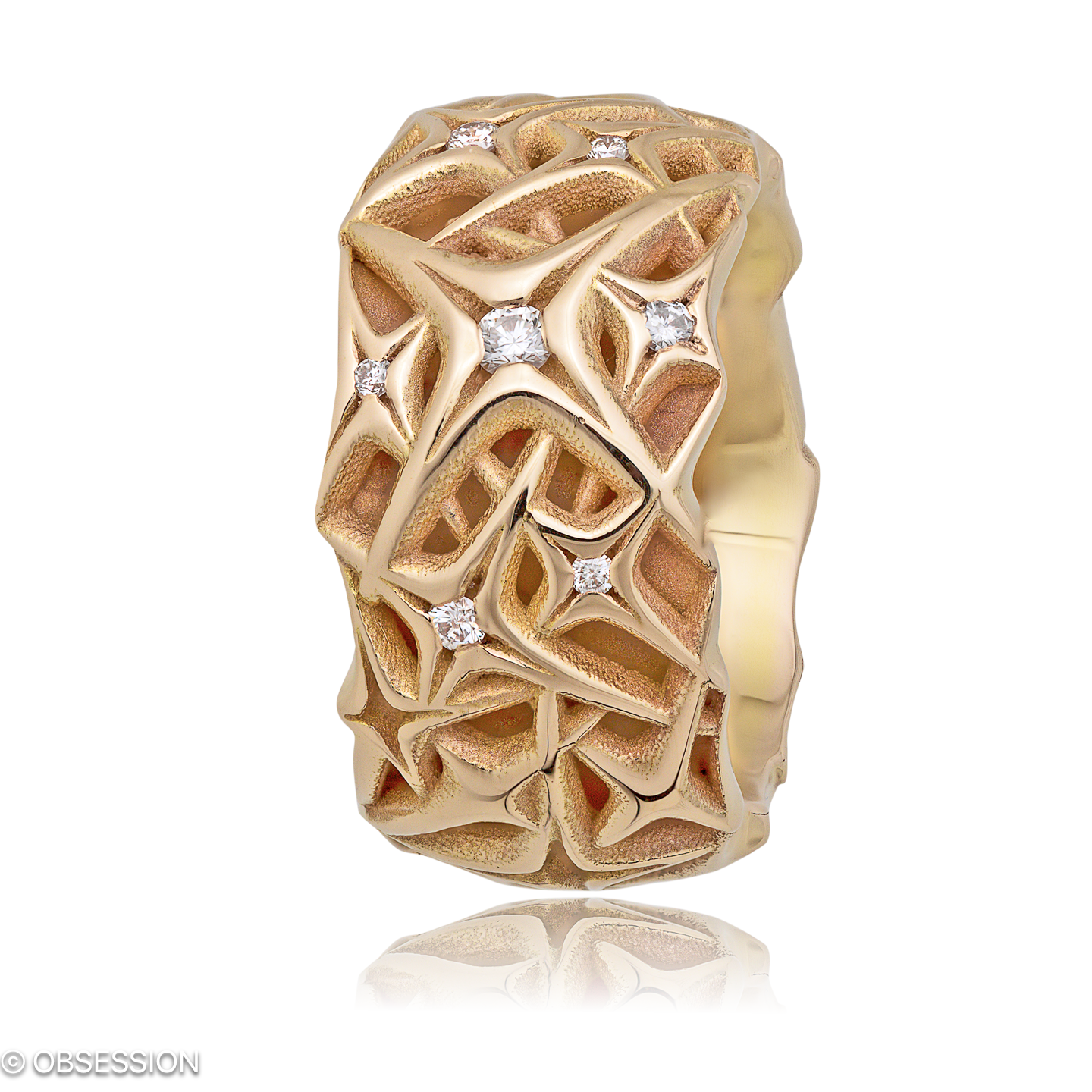 Milchstrasse Partnerring in Rotgold, mit einer Ringbreite von 12mm und einer Ringgrösse von 52