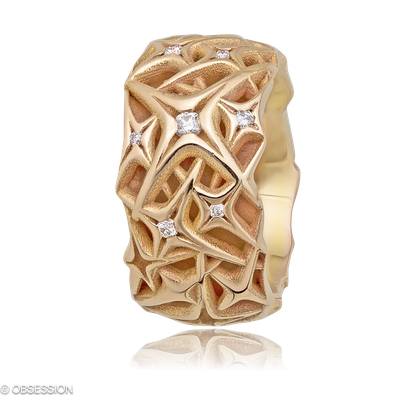 Milchstrasse Partnerring in Rotgold, mit einer Ringbreite von 12mm und einer Ringgrösse von 52