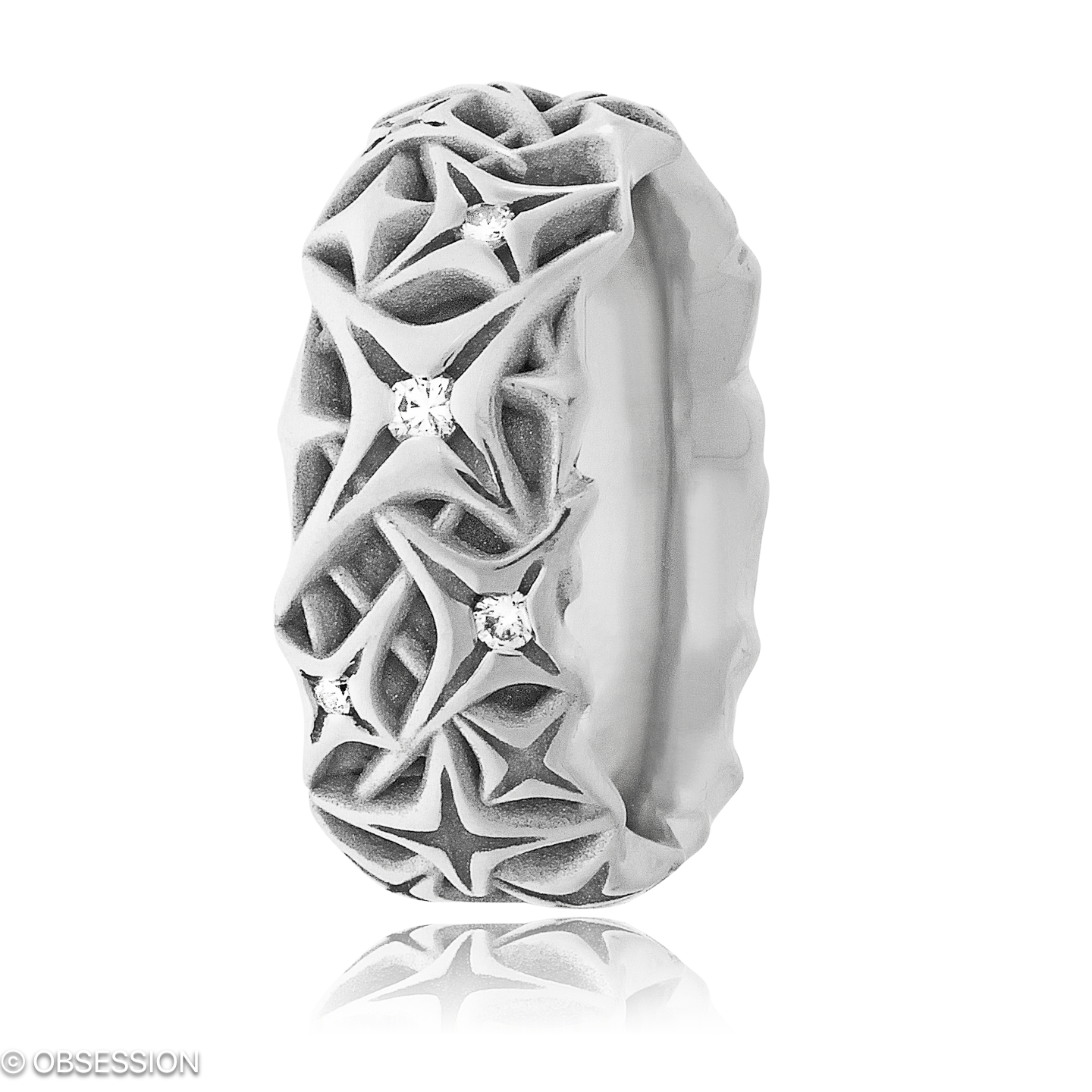 Milchstrasse Partnerring in Weissgold, mit einer Ringbreite von 8.5mm und einer Ringgrösse von 52