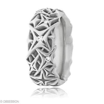 Milchstrasse Partnerring in Weissgold, mit einer Ringbreite von 8.5mm und einer Ringgrösse von 52