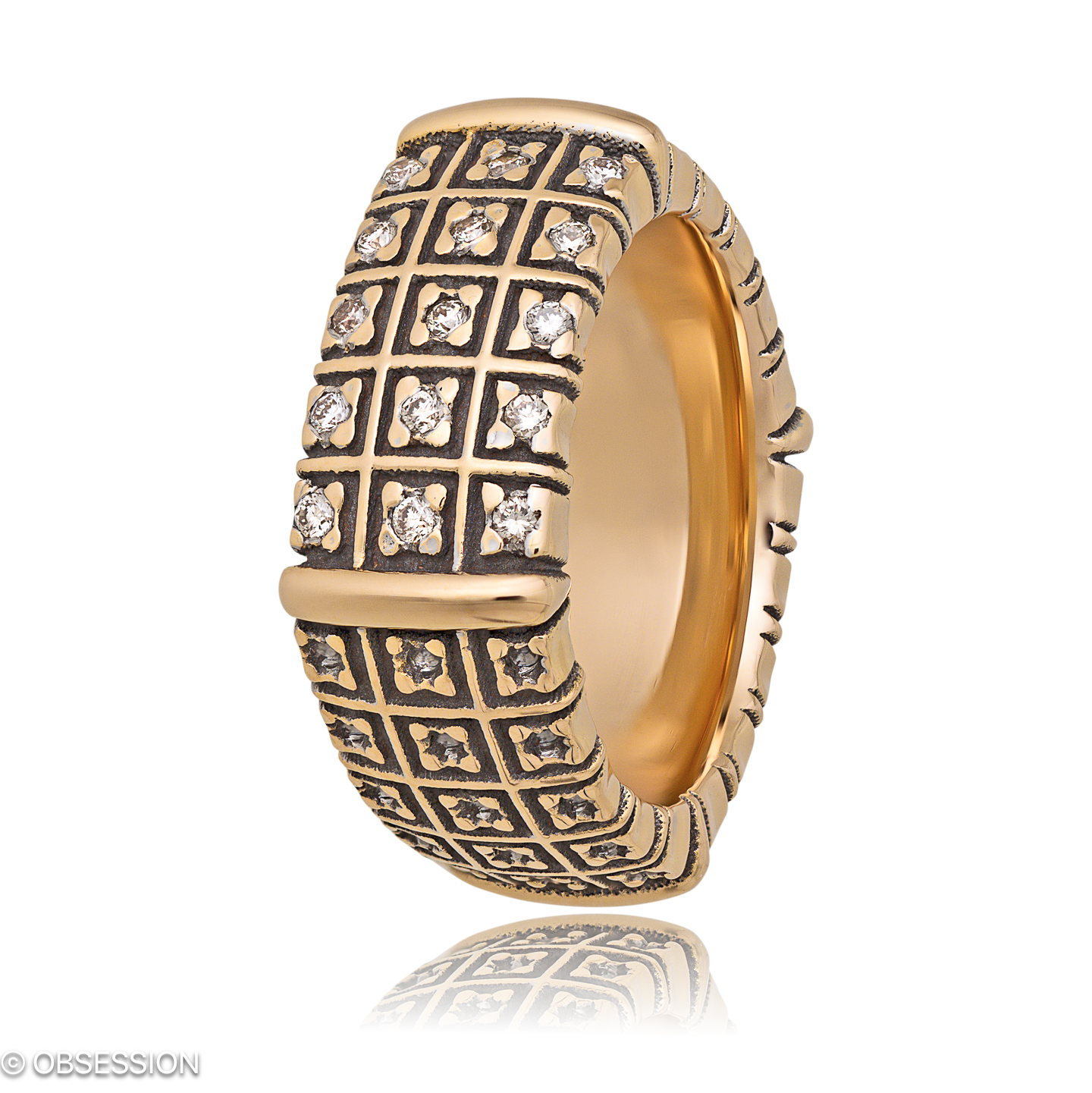 Matrix Partnerring in Rotgold, mit einer Ringbreite von 8.5mm und einer Ringgrösse von 52