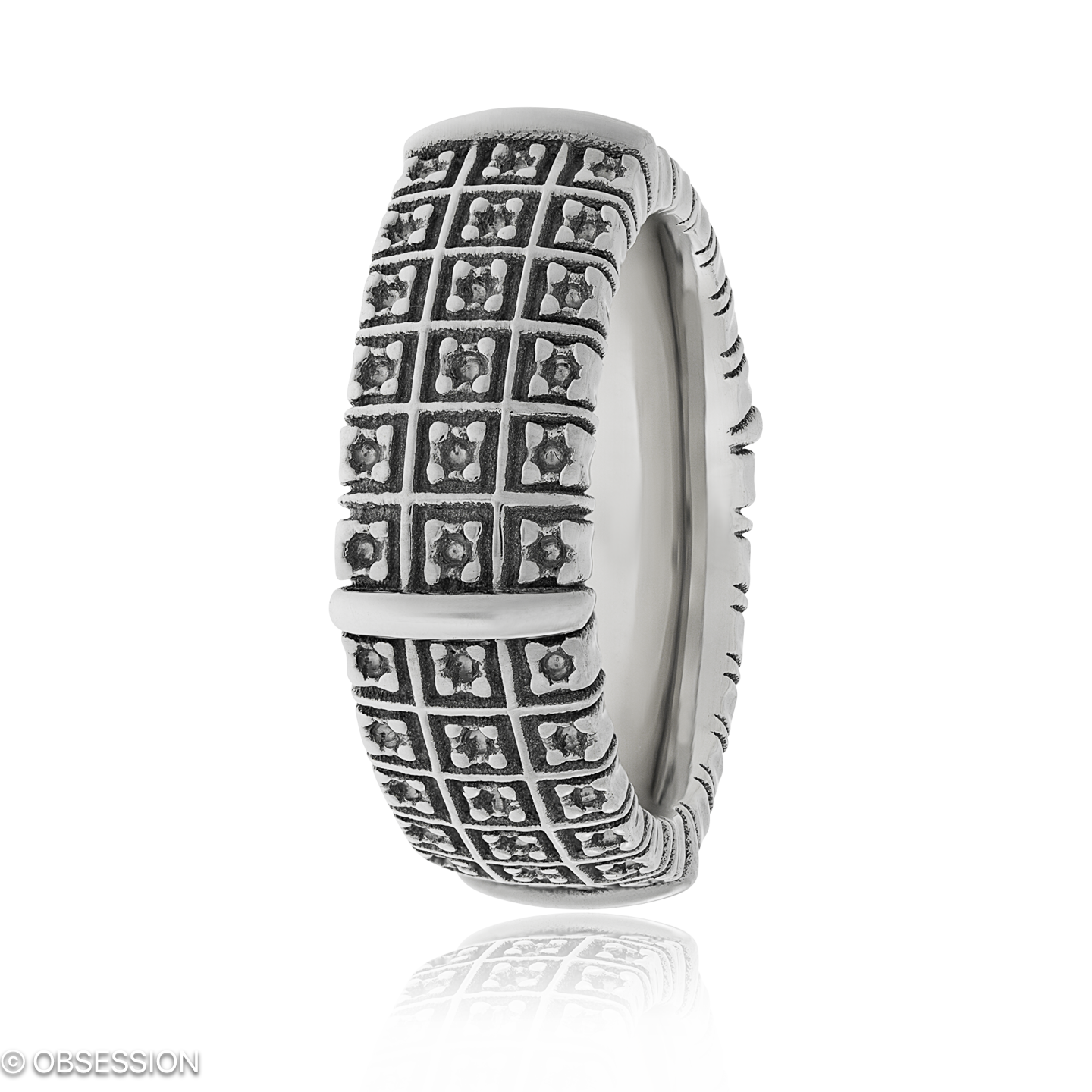 Matrix Partnerring in Weissgold, mit einer Ringbreite von 8.5mm und einer Ringgrösse von 62