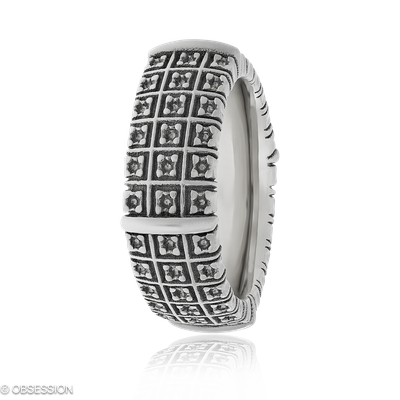 Matrix Partnerring in Weissgold, mit einer Ringbreite von 8.5mm und einer Ringgrösse von 62