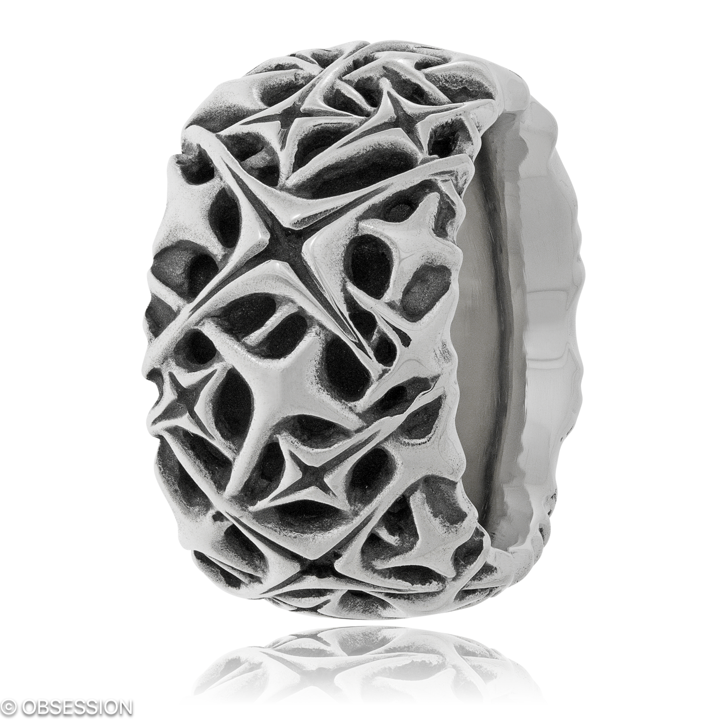 Milchstrasse Partnerring in Weissgold, mit einer Ringbreite von 15mm und einer Ringgrösse von 62