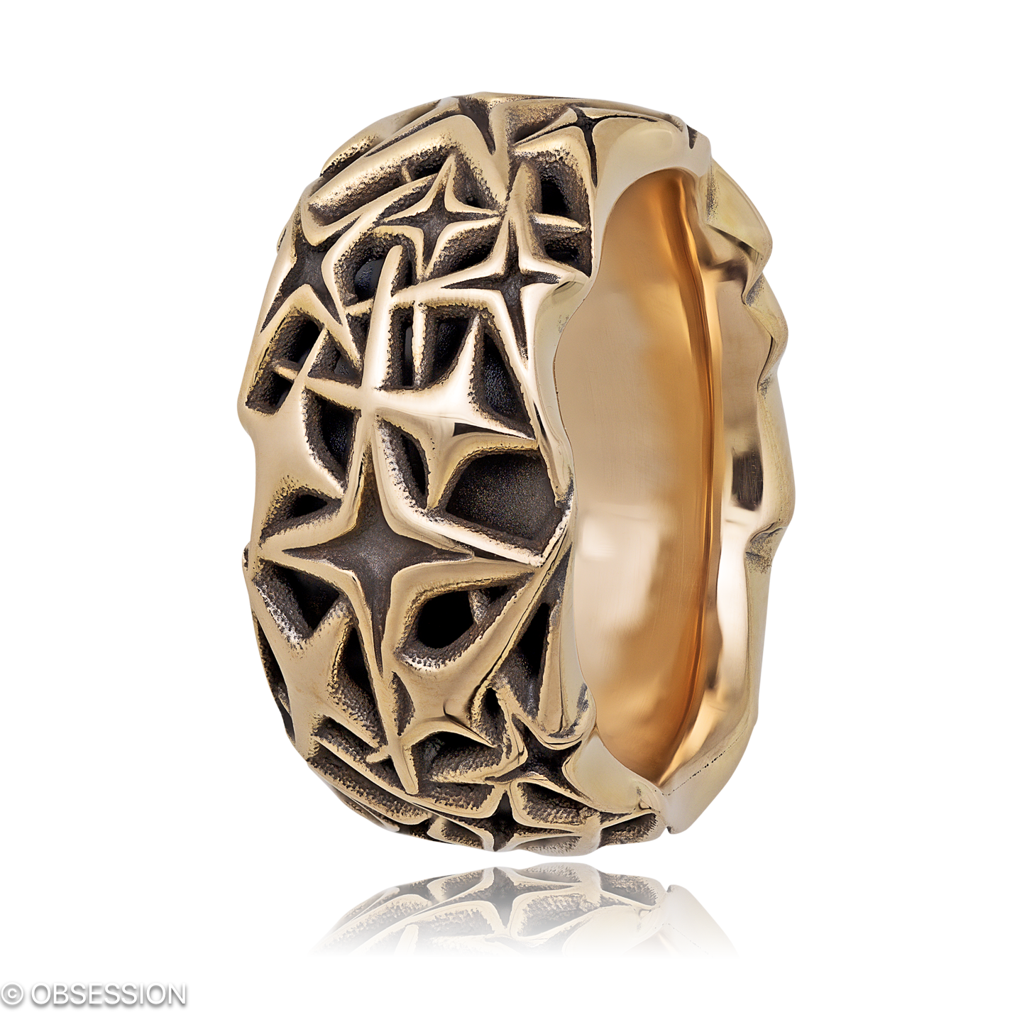 Milchstrasse Partnerring in Rotgold, mit einer Ringbreite von 12mm und einer Ringgrösse von 62