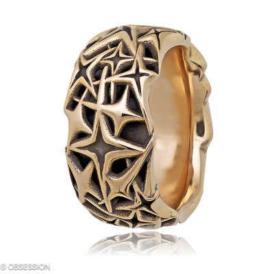 Milchstrasse Partnerring in Rotgold, mit einer Ringbreite von 12mm und einer Ringgrösse von 62