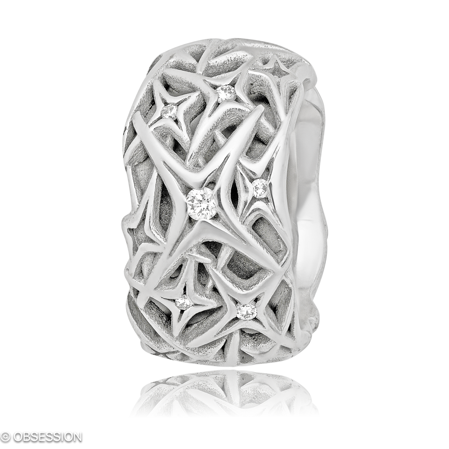 Milchstrasse Partnerring in Weissgold, mit einer Ringbreite von 12mm und einer Ringgrösse von 52