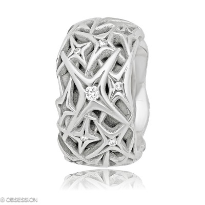 Milchstrasse Partnerring in Weissgold, mit einer Ringbreite von 12mm und einer Ringgrösse von 52