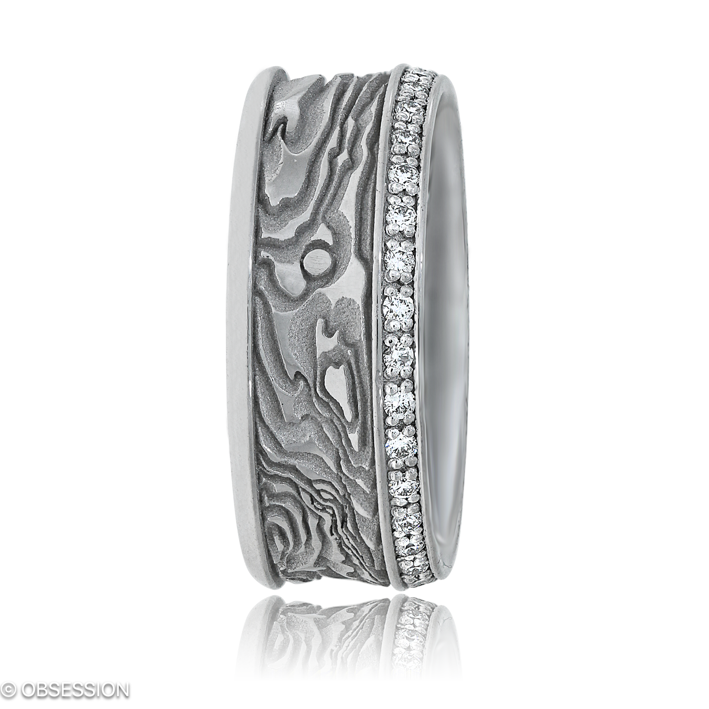 Schatzring Partnerring in Weissgold, mit einer Ringbreite von 7mm und einer Ringgrösse von 52