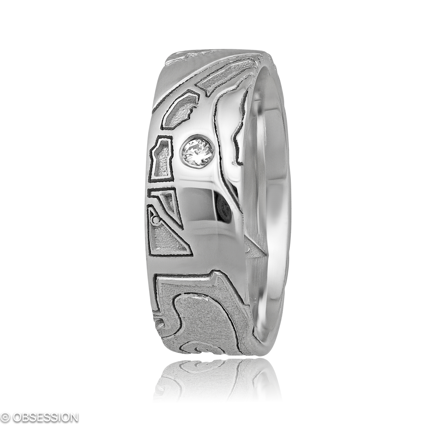 Schatzring Partnerring in Weissgold, mit einer Ringbreite von 6mm und einer Ringgrösse von 52