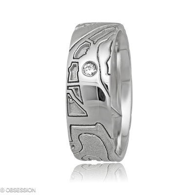 Schatzring Partnerring in Weissgold, mit einer Ringbreite von 6mm und einer Ringgrösse von 52
