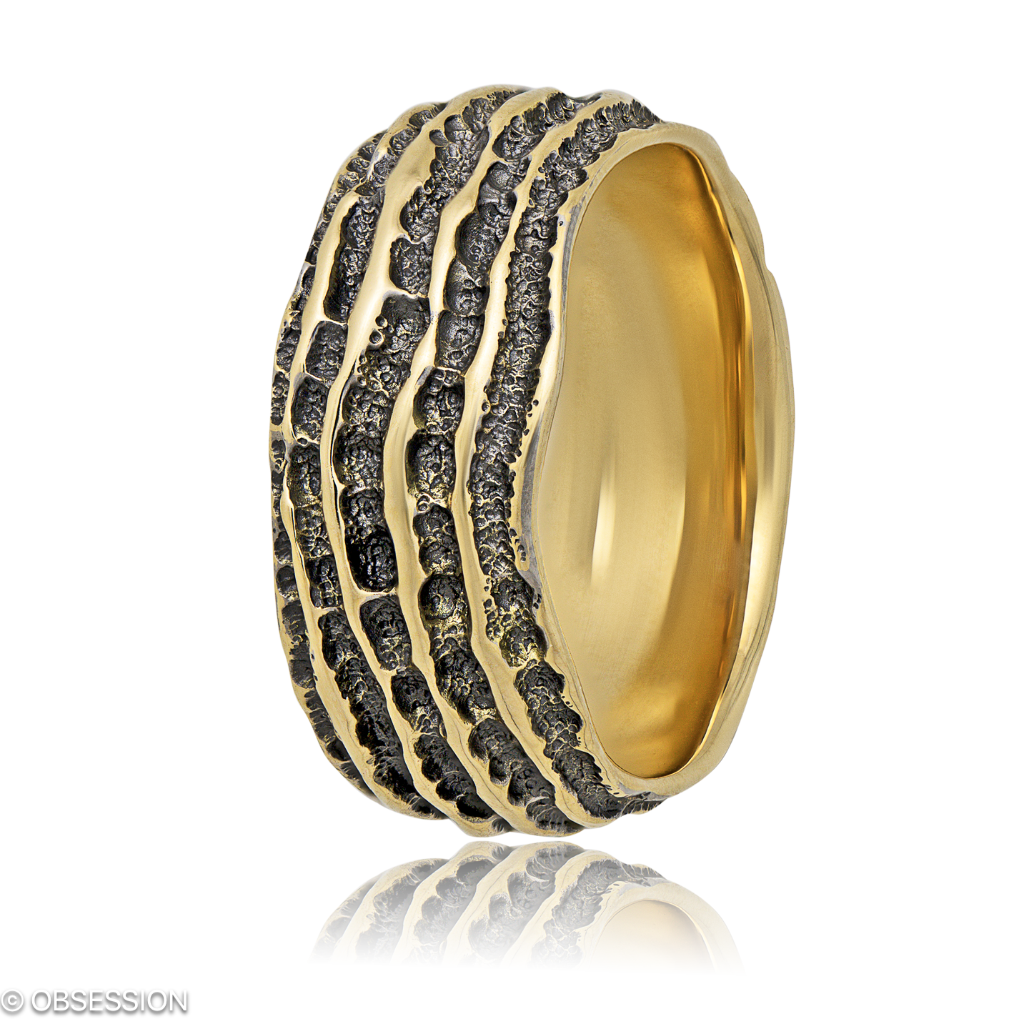 Groove Partnerring in Gelbgold, mit einer Ringbreite von mm und einer Ringgrösse von 62