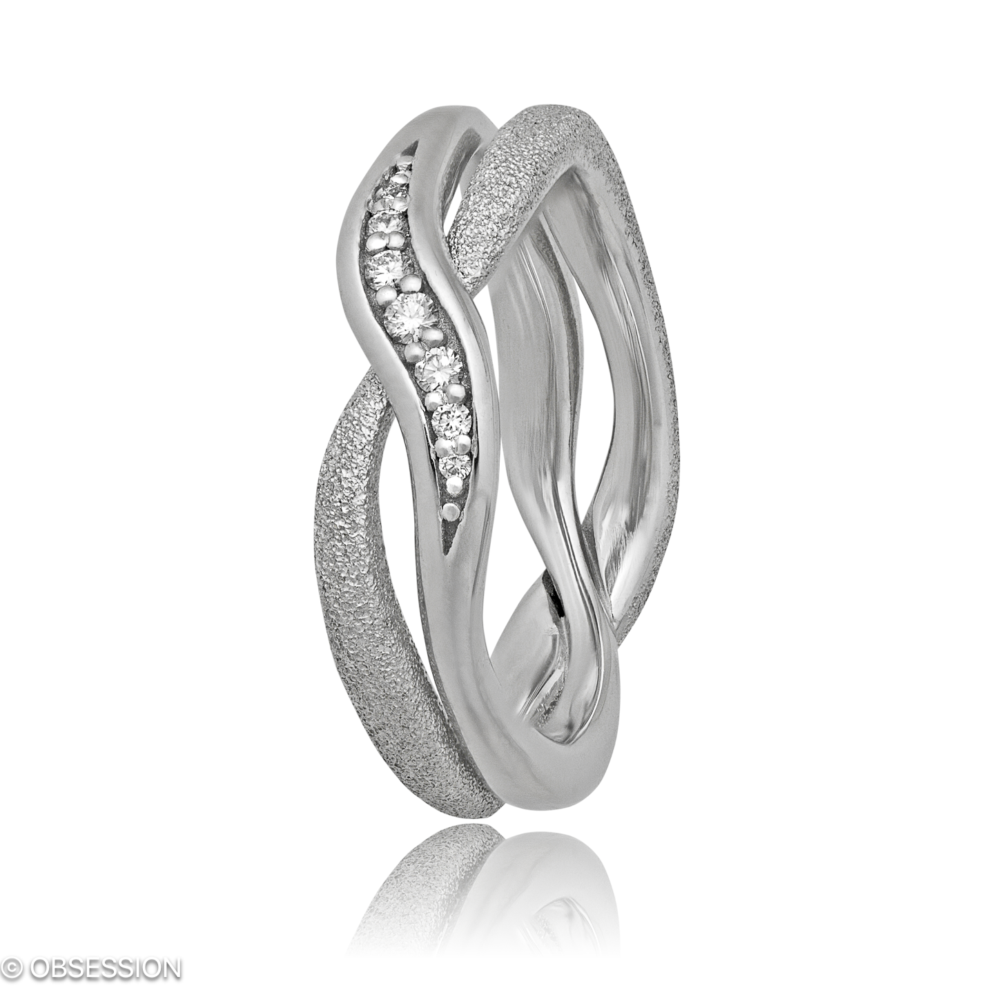 Unendliche Geschichte Partnerring in Weissgold, mit einer Ringbreite von 5.5mm und einer Ringgrösse…