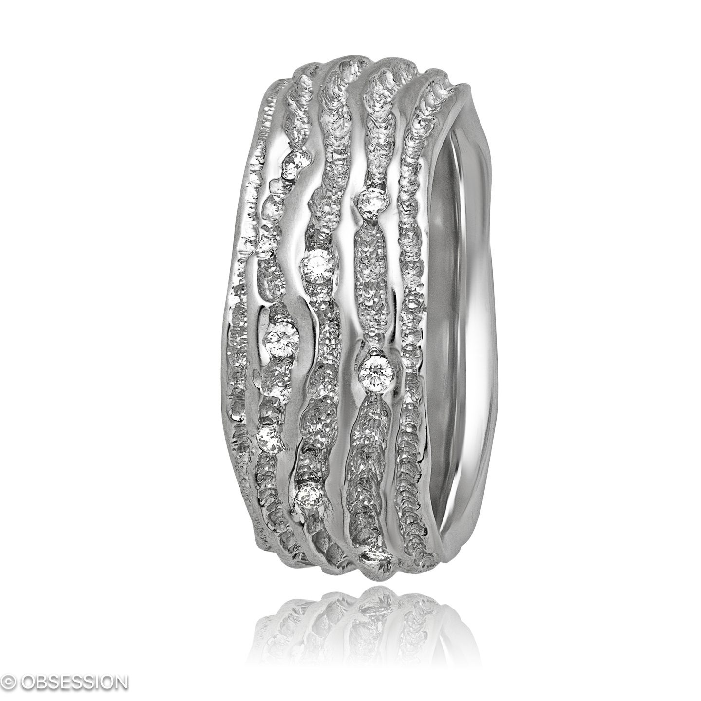 Groove Partnerring in Weissgold, mit einer Ringbreite von mm und einer Ringgrösse von 52