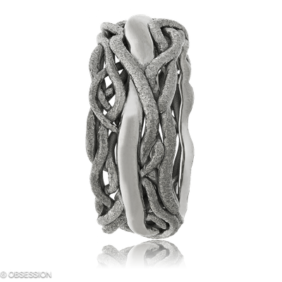 Unendliche Geschichte Partnerring in Weissgold, mit einer Ringbreite von 9mm und einer Ringgrösse v…