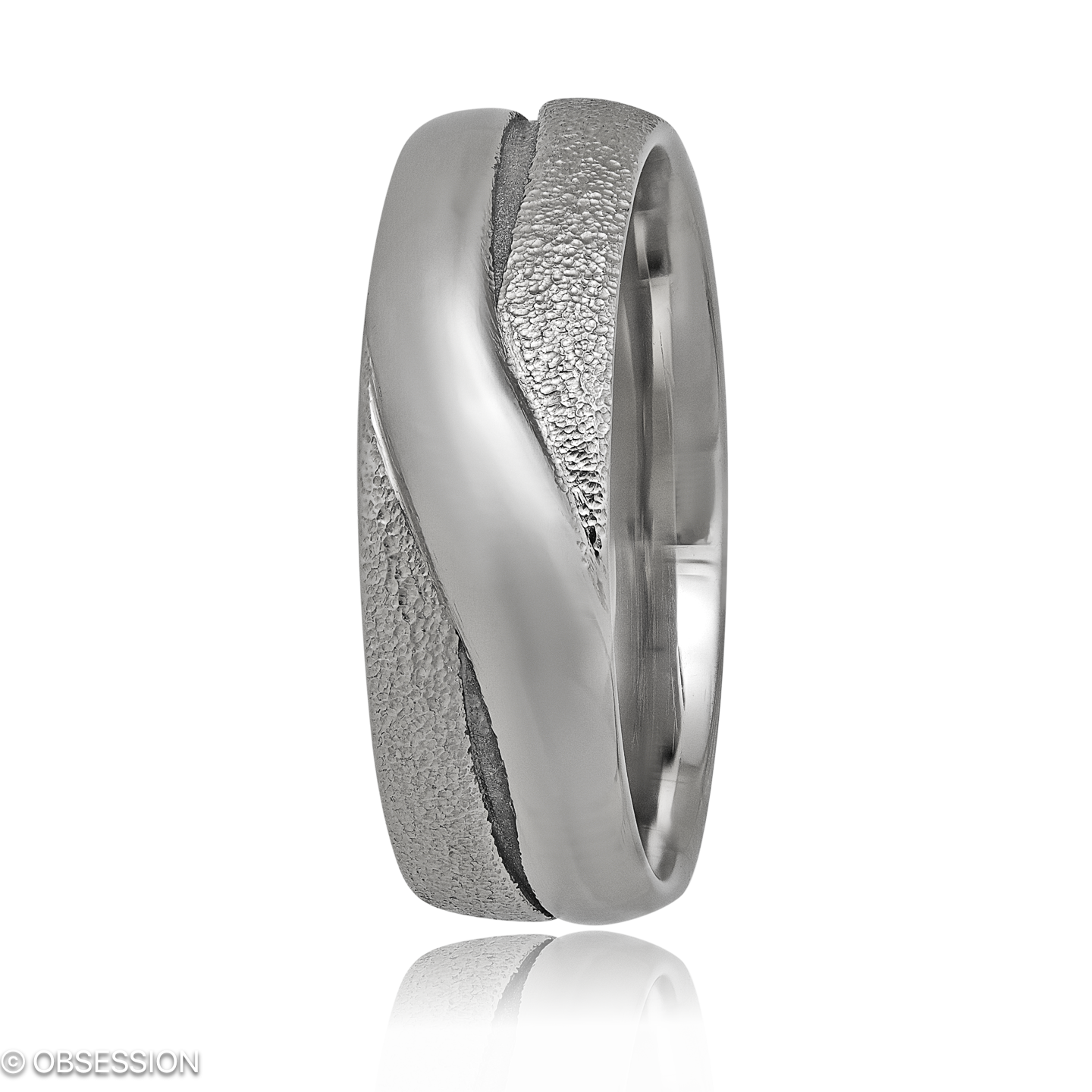 Unendliche Geschichte Partnerring in Weissgold, mit einer Ringbreite von 7mm und einer Ringgrösse v…