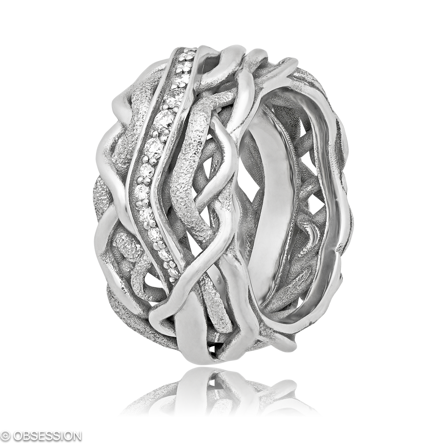 Unendliche Geschichte Partnerring in Weissgold, mit einer Ringbreite von 10mm und einer Ringgrösse …