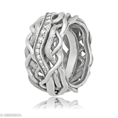 Unendliche Geschichte Partnerring in Weissgold, mit einer Ringbreite von 10mm und einer Ringgrösse …